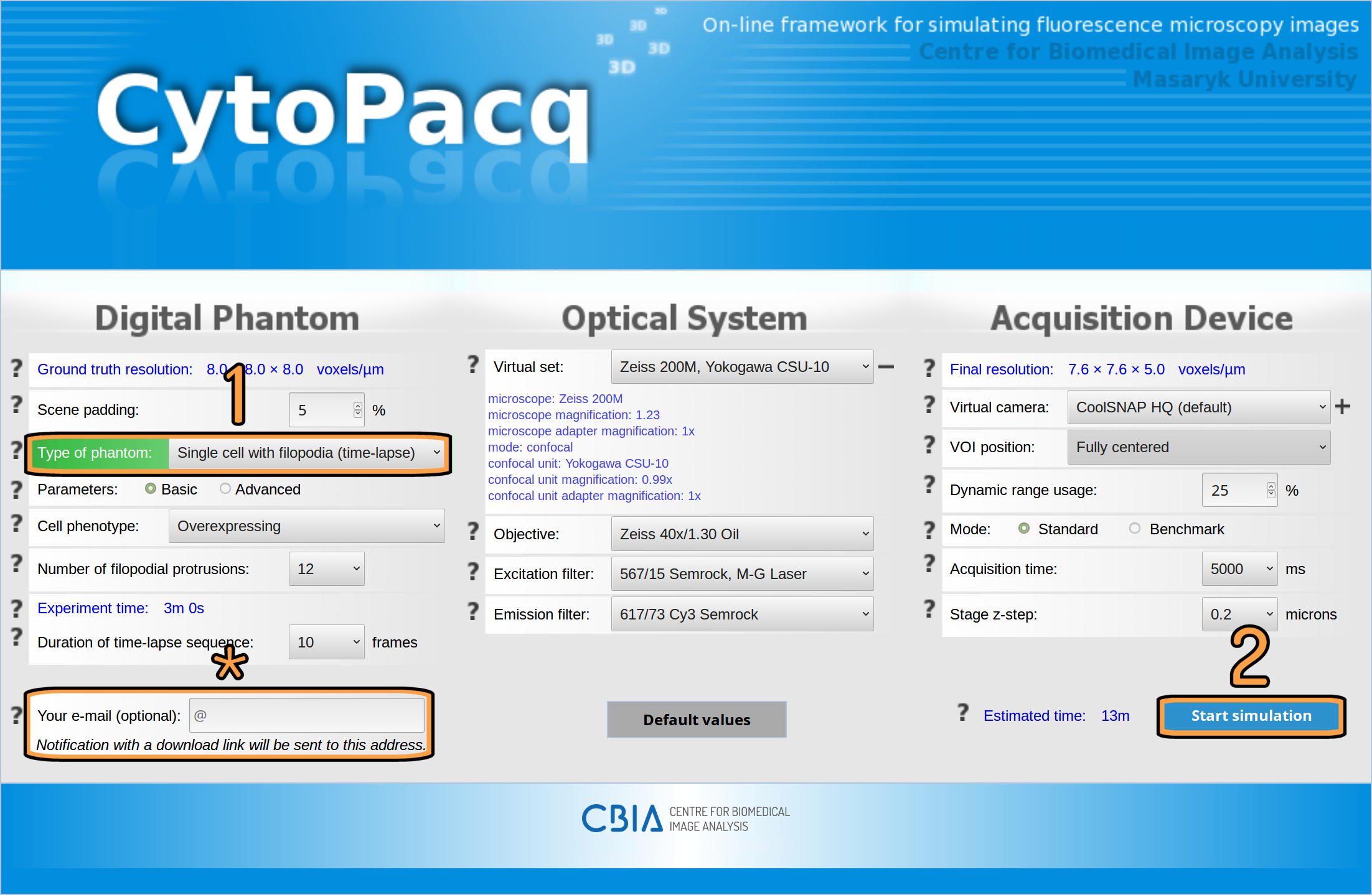 CytoPacq web-interface