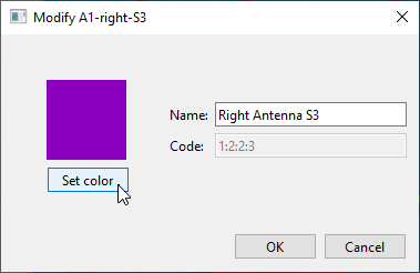 Colour and name of a label can be edited by double-clicking the label in the list
